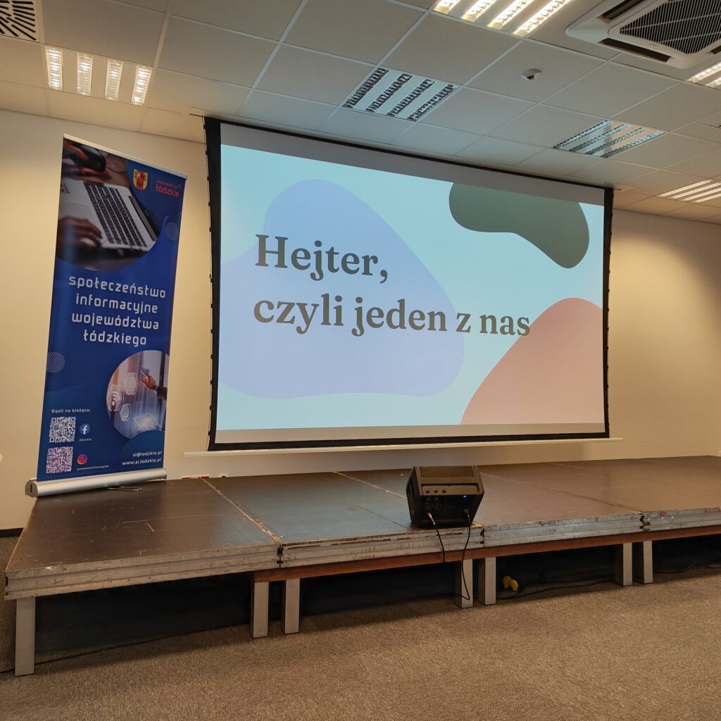 Plansza wystąpienia podczas konferencji #SZANUJENIEHEJTUJE